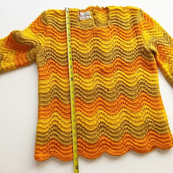 Vtg Groovy Mod Retro Sweater Orange Yellow Brown Made Italy for Maison Blanche - Picture 10 of 10